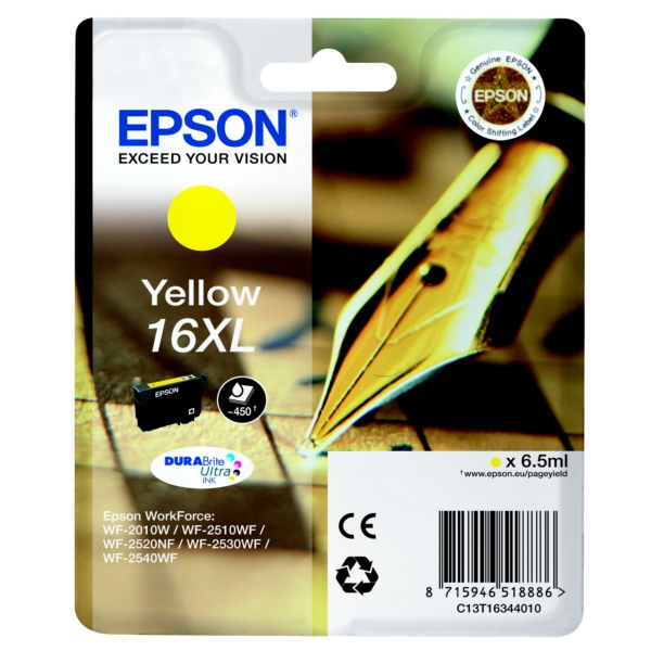Original Epson Tinte 16XL Y / C13T16344012 gelb für C13T16344012